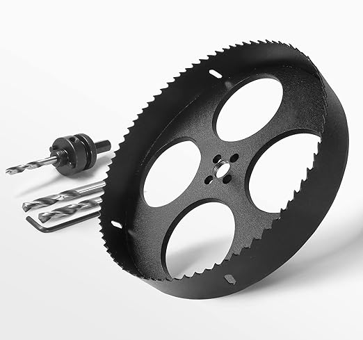 9 Inch Hole Saw with 1/2" Hex Shank Quick Change Arbor, JTemgle Bi-Metal Hole Saw Heavy Duty Hole Cutting Tool for Cornhole Boards, Recessed Lights, Wood, Plastic, Drywall & Soft Metal