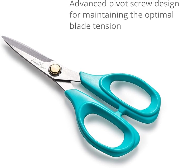 Beaditive Sewing Scissors - 6" Stainless Steel Fabric Scissors - Serrated Blade for Easy Fabric Cutting and Quilting - Tailor and Dressmaker's Scissors - Teal