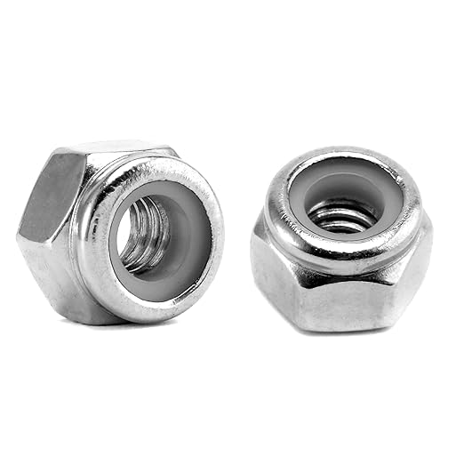 1/4-20 Nylon Insert Hex Lock Nuts 100Pcs 304 Stainless Steel Locknuts, Hex Drive, Bright Finish, by SG TZH