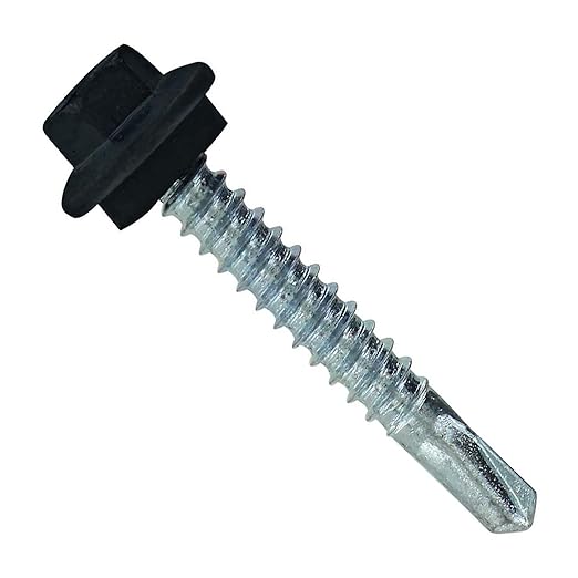 Fasteners Plus ST Fastening Maxx SteelBinder Metal to Metal #12 X 1-1/2" Black Screws with EPDM Rubber Washer, 250-Count - Designed for Roofing and Siding Panels