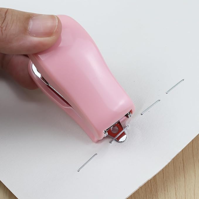 Aacehlh Mini Desktop Stapler Set,20 Sheet Capacity,Includes Built-in Staple Remover and 750PCS No.12 Staples,Small Cute Stapler for Office and School Supplies (Pink)