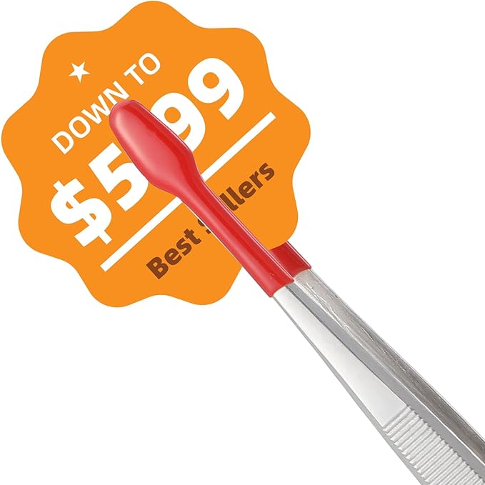 5pcs Rubber Tweezers, 5 Different Sizes of Long Tweezers with Rubber Tips for Crafts Precision, Silicone Tweezer for Jewelry, Bead Making, and Industrial Use, Red