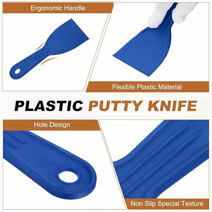 HARFINGTON 20pcs Putty Knife Scraper 3" Width Flexible Plastic Putty Knife Paint Scraper Tool for Taping Drywall Spreading Painting Wall Scratching Blue