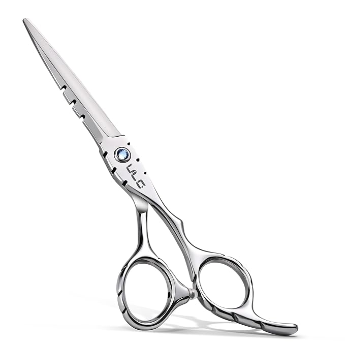 ULG Hair Cutting Scissors 6.7??Shark Series, 100% Japanese Stainless Steel Ultra Sharp, Concave Blade Barber Shears, Ergonomic Offset Handle, Professional Salon Haircut Scissors for Home & Salon Use