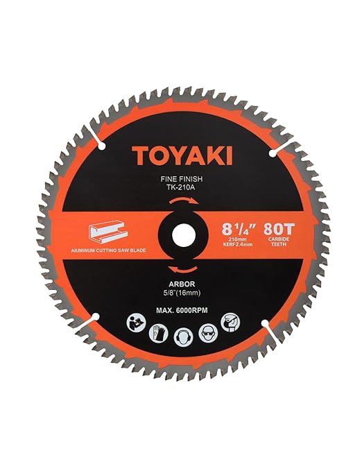 8-1/4-Inch Miter Saw Blade, TCG Aluminum Working 80-Tooth Ultra-Fine Finish Professional Saw Blade for Miter Saws Table Saws and Circular Saws, Arbor 5/8-inch(16mm)