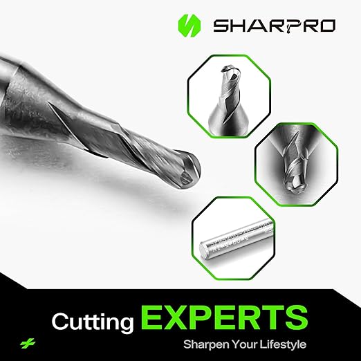 Carbide Ball Nose End Mill 2 Flute 4mm SHK. 2mm Cutting Dia. 3D Carving, High-Speed and Deep Cutting, AlCrN Coated, Apply for Alloy Steel, Stainless Steel and Various Cast Iron.