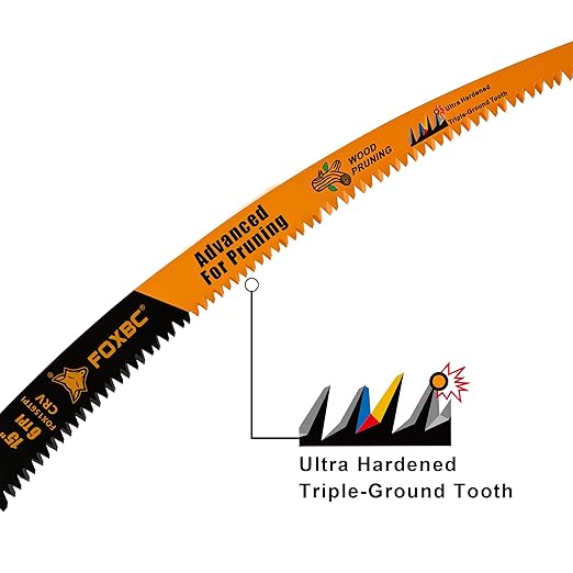 FOXBC 15 Inch Japanese Teeth Reciprocating Saw Blade 6TPI, Curved Edge Wood Pruning Saw Blades Cutting for Tree Trimming, Wood - 5 Pack
