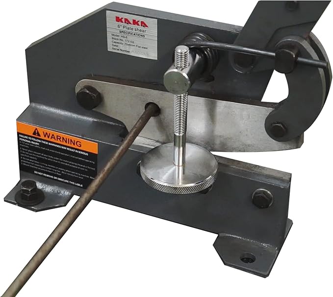 KAKA INDUSTRIAL Manual Metal Shear,6 inch Cutting Capacity for Steel Plate, Round and Flat Bars | Bench-Mount Hand Cutter HS-6