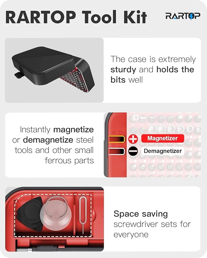 Screwdriver Set ??Precision Screwdriver Bit Sets 130 in 1, Mini Hex Phillips Torx Slotted Screwdriver Bit Set with Tool Box, Ideal for Electronics, Laptop, iPhone, Jewelers and More(130-IN-Red)