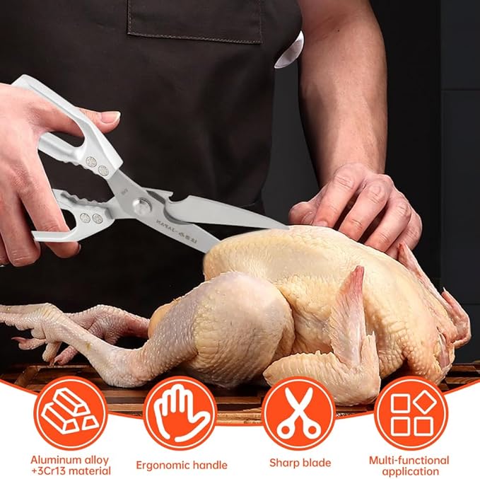 Kitchen Scissors Set Stainless Steel Kitchen Shear Heavy Duty Sharp Poultry Shears Japanese Scissors for Food, Chicken Bones, and Turkey, Dishwasher Safe