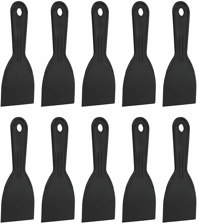 HARFINGTON 10pcs Putty Knife Scraper 3" Width Flexible Plastic Putty Knife Paint Scraper Tool for Taping Drywall Spreading Painting Wall Scratching Black