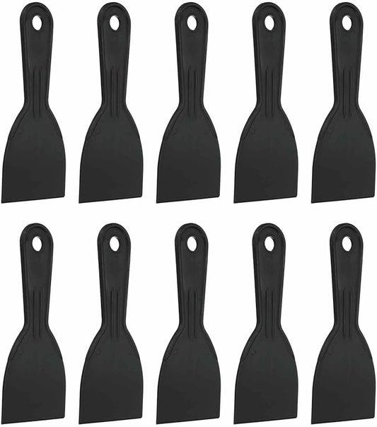 HARFINGTON 10pcs Putty Knife Scraper 3" Width Flexible Plastic Putty Knife Paint Scraper Tool for Taping Drywall Spreading Painting Wall Scratching Black