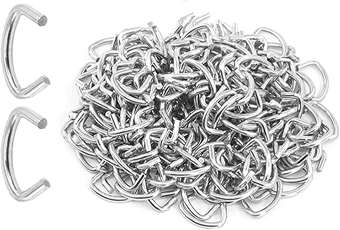 1000Pcs 1/2" Galvanized Hog Rings Assortment Kit, Professional Hog Rings Installation Kit for Bungee Shock, Cords, Animal Pet Cage