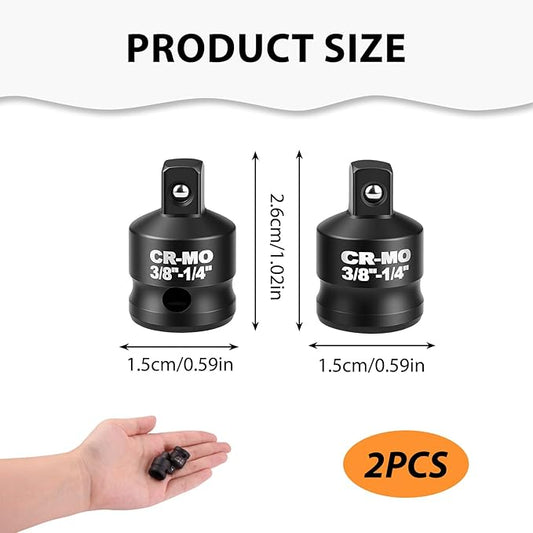 2 Piece 3/8?쒯 To 1/4?쒶 Impact Socket Adapter, Impact Socket Reducer Square Driver & Wrench Conversion Kit for Impact Driver Wrench Ratchet Use