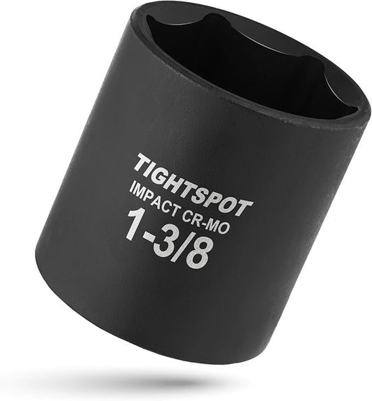 TIGHTSPOT 1/2 Inch Drive - 1 3/8 Inch Shallow Impact Socket with Anti-Rounding 6 Point Design, Heat-Treated CRMO Steel