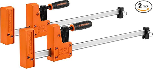 Jorgensen 18??Bar Clamp Set, 2-pack 90째 Parallel Clamp Cabinet Master, Steel Jaw Bar Clamp for Woodworking, 1500 lbs load Limited
