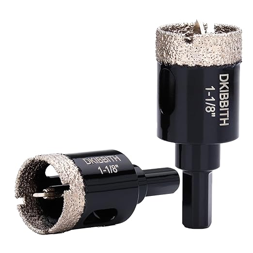 1-1/8" Diamond Hole-Saw Bits with Pilot Drill Bit - 2pc 1-1/8 in Diamond Tipped Tile Hole Saws with Guiding Bit for Accurate Drilling, for Porcelain Tile Ceramic Pots Granite Stone Glass Bottles 28mm