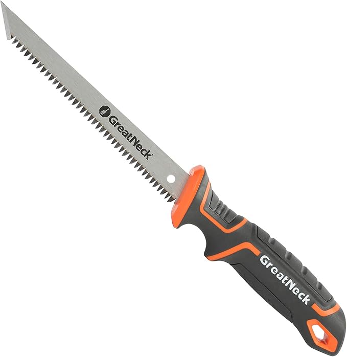 GreatNeck 74029 Drywall Jab Saw, 6-1/2” Blade Keyhole Saw, Ergonomic Anti-Slip Handle, Tri-Bevel Teeth for Cutting Sheetrock, Wallboard, Plywood