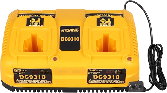 DC9310 18V Battery Charger for Dewalt, Replacement for 7.2V??8V NiCd NiMH XRP Batteries, Dual Port Fast Charger Compatible with DC9096 DC9098 DC9099 DW9096 DC9091 DC9061 DW9072 DE9057