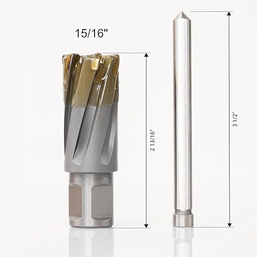 Wind Speed Carbide-Tipped Annular Cutter 15/16" Diameter x 1-3/8" Depth with Weldon Shank, High Precision Mag Drill Bit for Magnetic Drill Press, for Hard Material, Stainless Steel, Cast Iron, CT-350