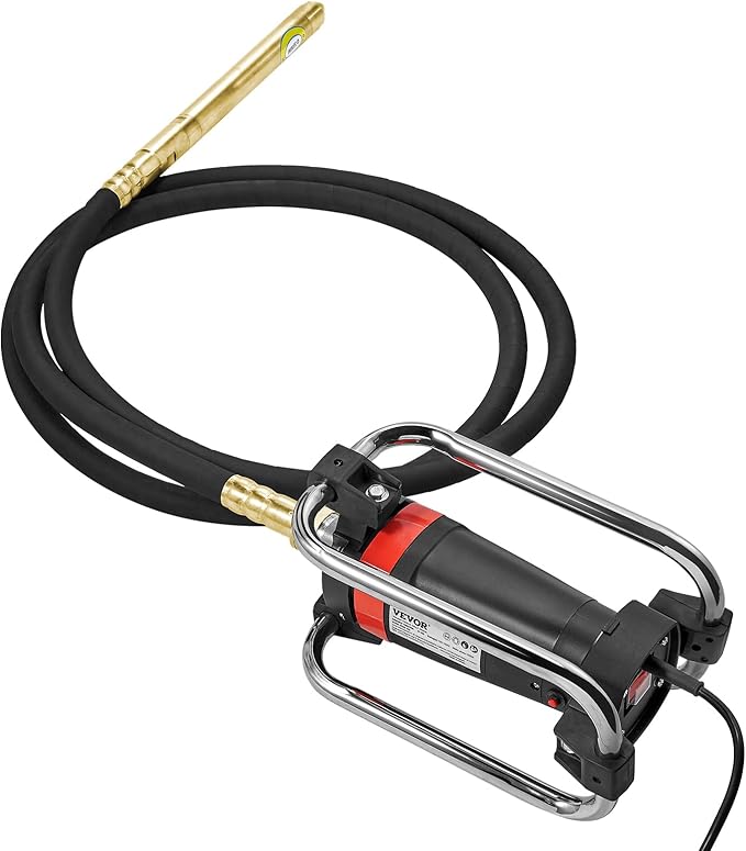 VEVOR Concrete Vibrator, 1300W Power, 16000 Vibrations Per Minute, Durable 2HP Copper Engine, Portable for Construction, Comes with 14.75ft Shaft, Ideal for Removing Air Pockets & Smoothing