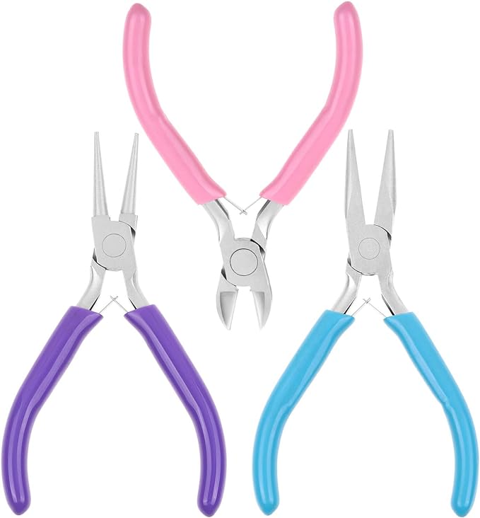 Shynek 3pcs Jewelry Making Plier Tools with Needle/Chain/Round Nose Pliers and Wire Cutter for Jewelry Repair, Wire Wrapping, Crafts, Jewelry Making Supplies