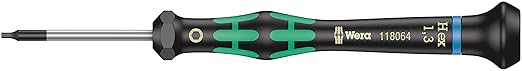 Wera 05118074001 Kraftform Micro 2054 Hexagon Electronics Precision Screwdriver, 0.05mm Head, 40mm Blade Length