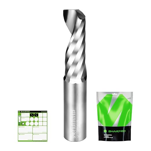 1/2 Inch Shank Single Flute (O Flute) Cutter Carbide Spiral Router 1/2 Inch Cutting Diameter Carbide Single Flute CNC Router Bit, Ideal for Aluminum, Plastic, Acrylic, Wood, MDF and PVC