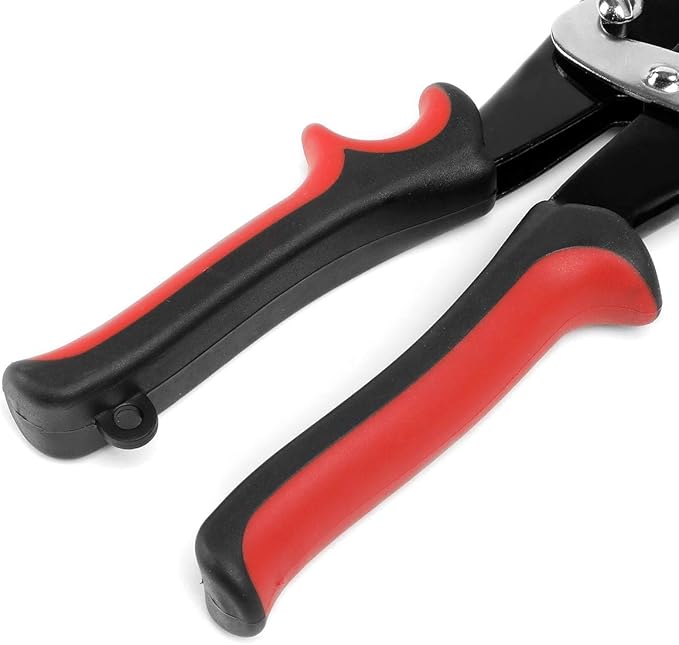 DNA Motoring TOOLS-00110 High Carbon Steel Tin Snip Tool, 10 Inches Serrated Jaws, Straight Cut Tin Snip w/Rubberized Handle, Built-in Thumb Lock