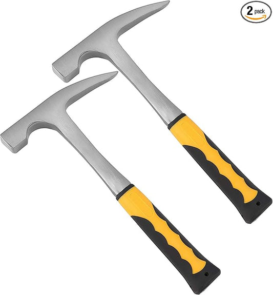 ZOENHOU 2 PCS 32 oz Rock Pick Hammer with Pointed Tip, Geological Tools Rock Hammer Brick Hammer with 12 Inch Shock Reduction Skid Handle