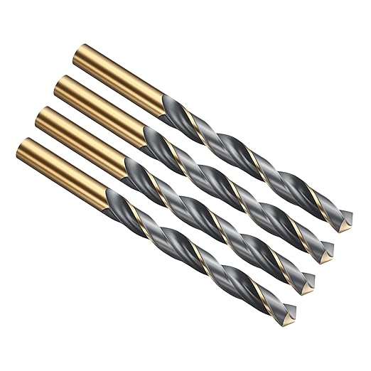 PATIKIL 11.5mm Drill Bit, Jobber Straight Shank 4341 High-Speed Steel 118째 Black and Gold Finish for Medium-Hard Metal Steel Acrylic - 4 Pack