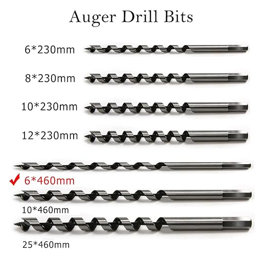 SagaSave 6 * 460mm Wood Auger Drill Bit, Ship Auger Long Drill Bit for Soft and Hard Wood, Plastic, Drywall and Composite Materials, 1Pcs
