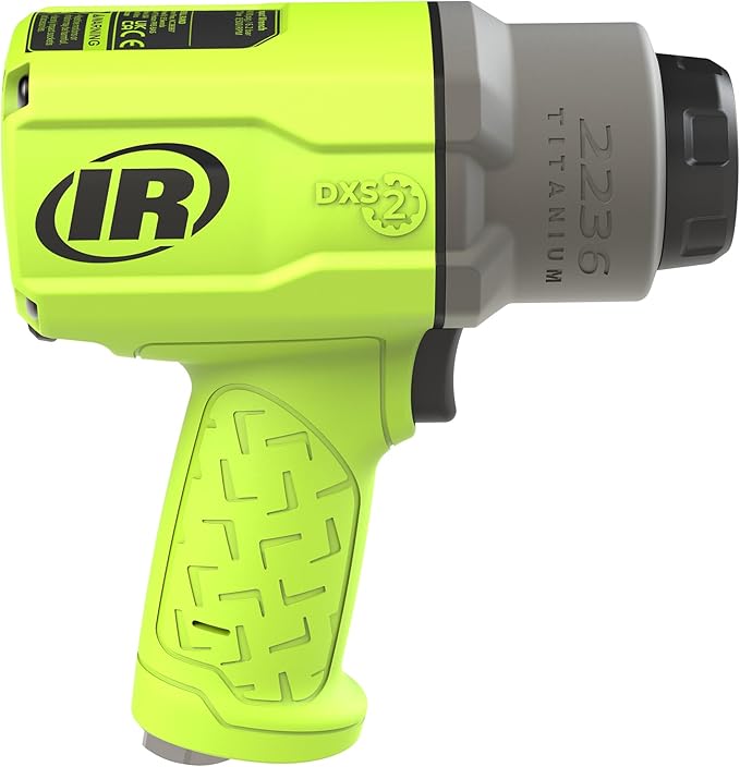 Ingersoll Rand 2236QTIMAX-G DXS2 1/2" Air Impact Wrench, Quiet, 1500 ft-lb Torque, Titanium Hammercase, Friction Ring Retainer, Green