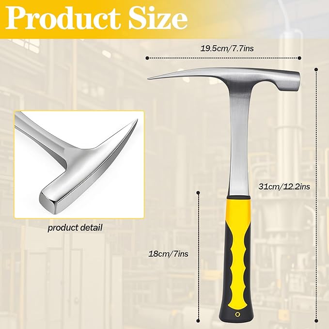 30oz Tinner's Hammer with gloves - Forged Steel Sheet Metal Hammer with Shock-Absorbing Grip for HVAC, Welding & Metal Fabrication - Professional-Grade Tinsmith & Chipping Tool