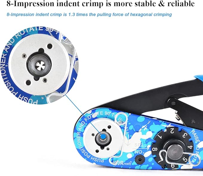 JRready NEW AS2 Adjustable Indent Crimp Tools M22520 2 01 Standard Aviation Crimper for Miniature and Sub-miniature Connectors 32 to 20 AWG wire harness
