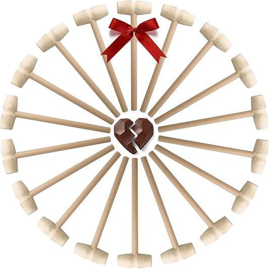 Mini Wooden Hammer for Chocolate, Breakable Heart, Pack of 100 Wood Crab Mallets, 5 1/2 Inch Wooden Mallet, Mini Mallet, Small Wooden Hammer, Crafts and Party Props
