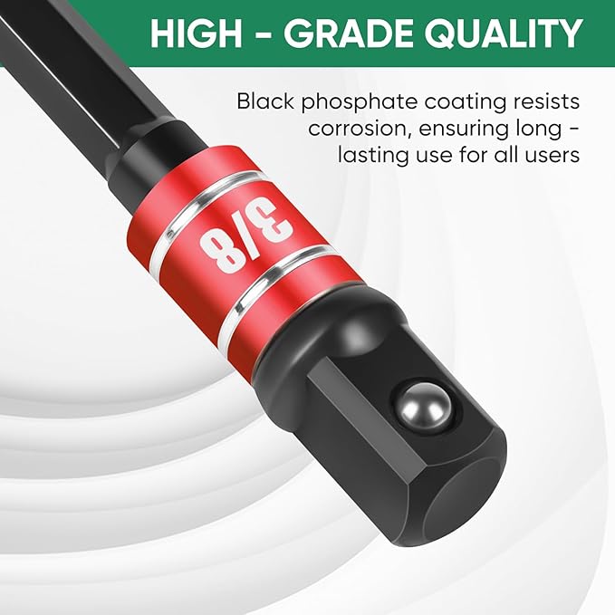 3PCS Impact Socket Adapter Set - 1/4", 3/8", 1/2" Drill Socket Adapters with Extension Driver Bit & Holder, Socket Drill Adapters Compatible with Power Drill and High Torque Impact Wrench
