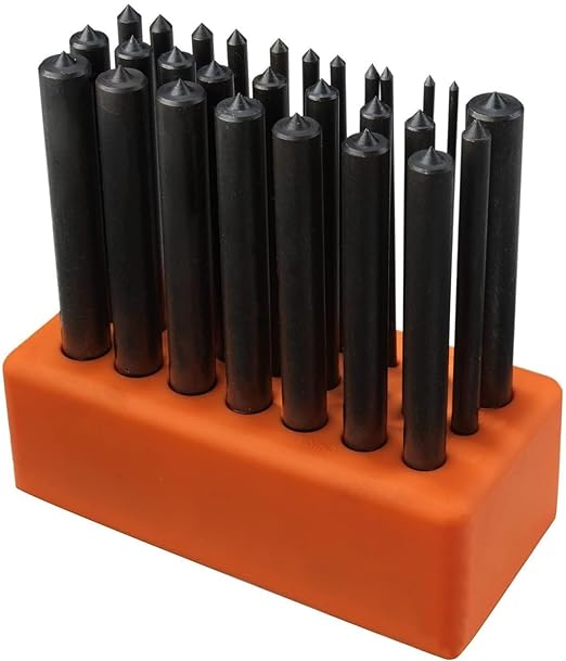 NEIKO 02621A Transfer Punch Set with Premium Heat-Treated Alloy Steel Punches, Hole-Punch Set, Punch Sizes 3/32" to 1/2", 28-Piece Kit