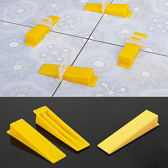 1/16 Inch Tile Leveling System Kit - 600 Spacers & 200 Reusable Wedges with Floor Tiles Pliers - Professional Stone & Ceramic Tile Installation Tools(200+600, 1/16)