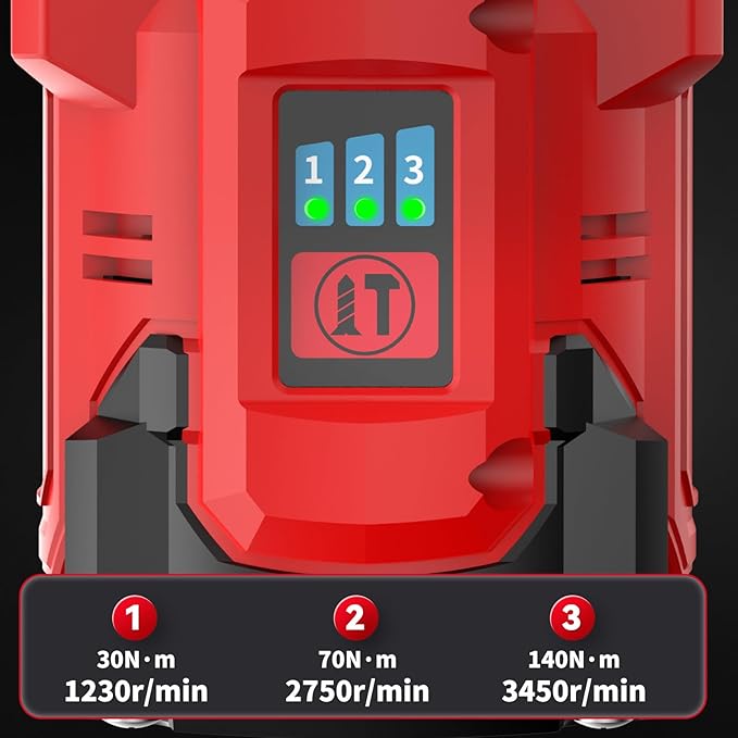 Cordless Impact Driver Kit 16.8V Max Torque 140Nm竊?05ft-lbs竊덳igh Rotation Electric Impact Driver Brushless Motor Continuously Variable Rechargeable 1/4" impact driver 2.0Ah Batteries