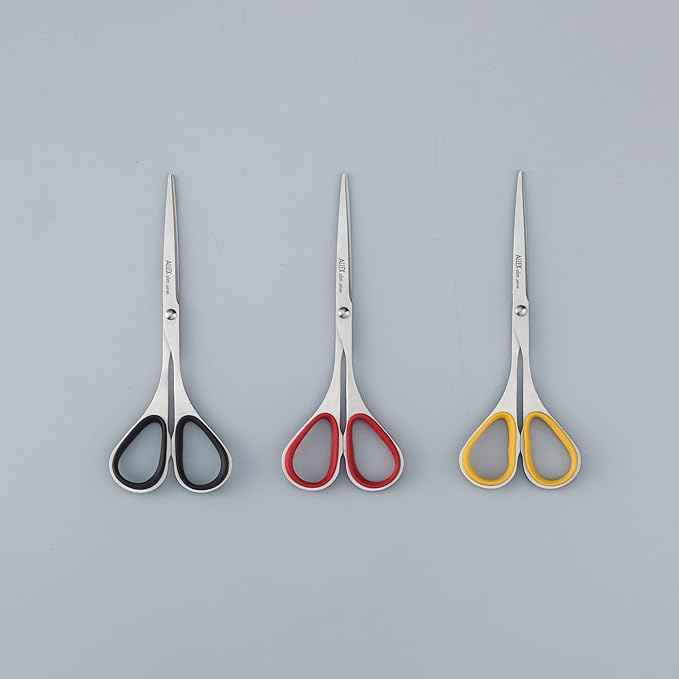 ALLEX Little Skinny Scissors for Office 4.7", All Purpose Slim & Thin Low Profile Scissors, Made in JAPAN, All Metal Sharp Japanese Stainless Steel Blade with Non-Slip Soft Ring, Black