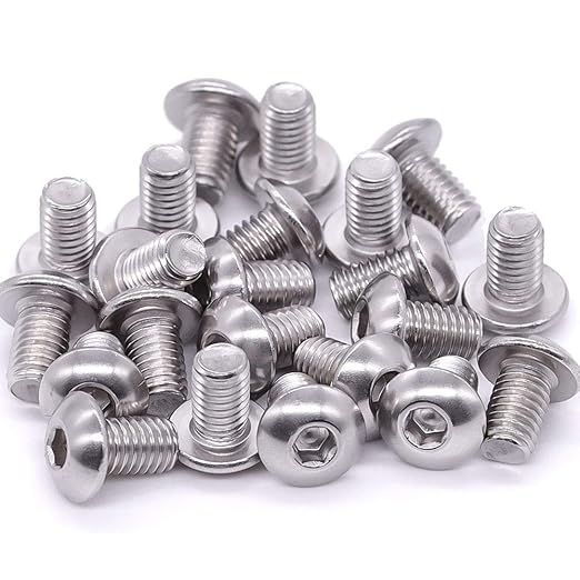 1/4-20 x 3/8" Button Head Socket Cap Bolts Screws, 304 Stainless Steel 18-8, Allen Hex Drive, Bright Finish, Fully Machine Thread, Pack of 25