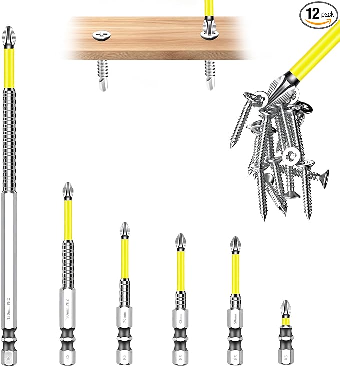 High Magnetic Screwdriver Drill Bit Set, 2025 Upgraded K5 Impact Resistant Strong Magnetic Comprehensive Screwdriver Set Anti Slip Drill Bits Premium Screwdriver Bit Set (12PCS)