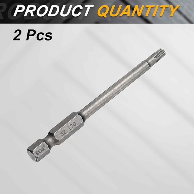 HARFINGTON 2pcs T20 Torx Head Screwdriver Bit 1/4" Hex Shank 3" (75mm) Long Magnetic No Hole Tip Tamper Proof 6 Point Star Screw Driver Drill Bits S2 Steel Industrial Power Screwdrivers