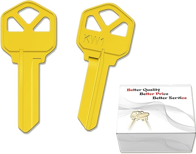 Premium Brass KW1 Key Blanks, Uncut Blank Keys for Residential & Commercial Use, Copper Structures Blank Keys, Pack of 50