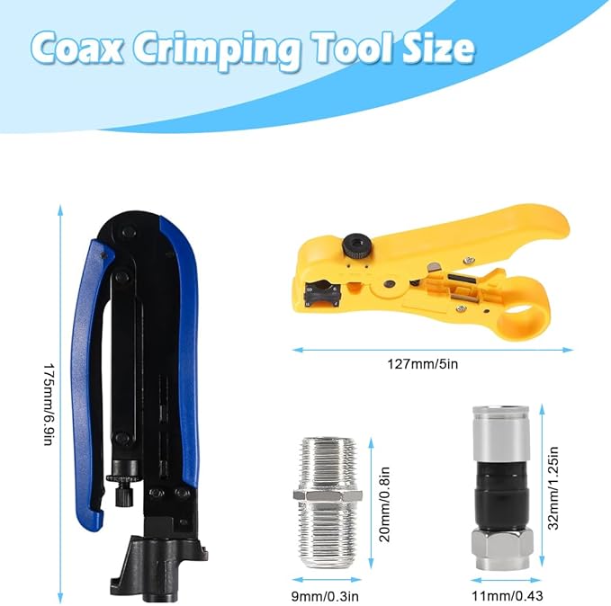 ALMOCN Coax Cable Crimper Tool Kit Coaxial Compression Tool (Type 3)