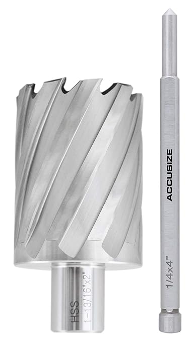Accusize Industrial Tools 1-13/16 by 2'' Cutting Depth H.S.S. Annular Cutter with 1 Pc Pilot Pin, 2081-2034Pin