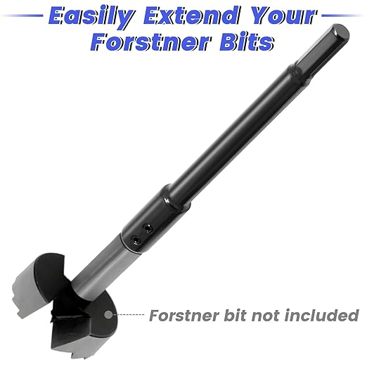 2Pcs 7”＆10” Extra Long Forstner Bit Extension for 3/8" Drill Bit Extension Forstner Bits for Adding Over 5-3/4 to 8-3/4 Inches of Drilling Depth, with Chuck Press Wrench Key (10+13mm)