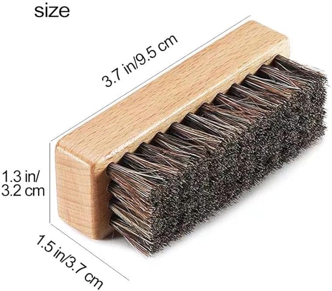 Shoe Brush for Cleaning, Horsehair Bristles Wooden Shine Shoe Brush Cleans Leather, Suede, Nubuck and Delicate Textiles - 3 Pack