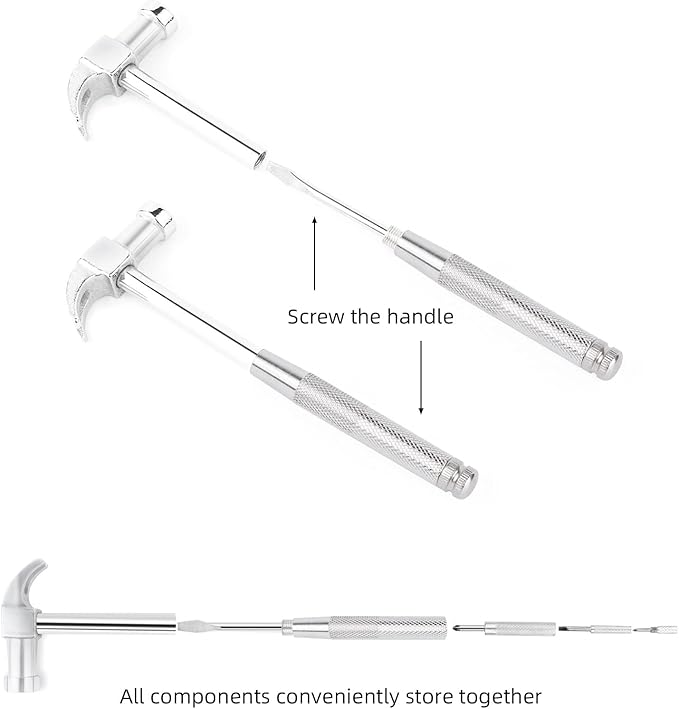 YOUMI 6 in 1 Silver Hammer & Screwdriver Tool Multitool Set Claw Hammer with Anti-Slip Grip Handle Slotted/Flat Head Phillips Screwdriver Nail Puller Best Gift for Family Friends Colleagues